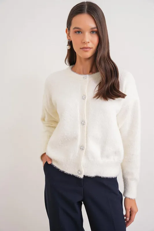 Oversized Jacquard Button Cardigan - MixRay