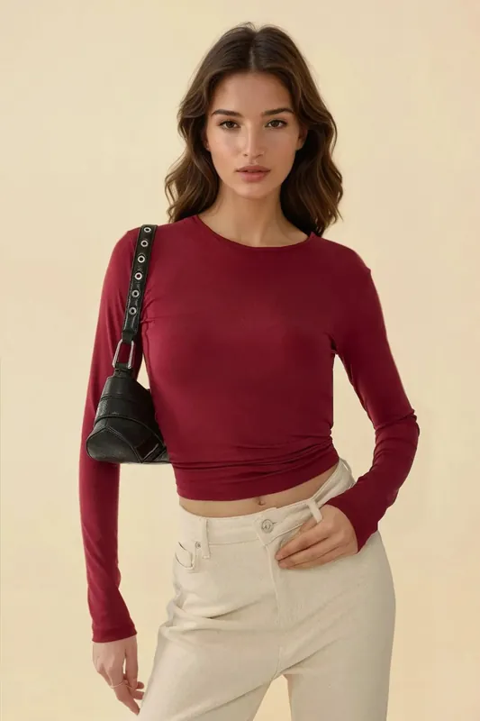 Slim Fit Crew Neck Long Sleeve Top - Hiccup