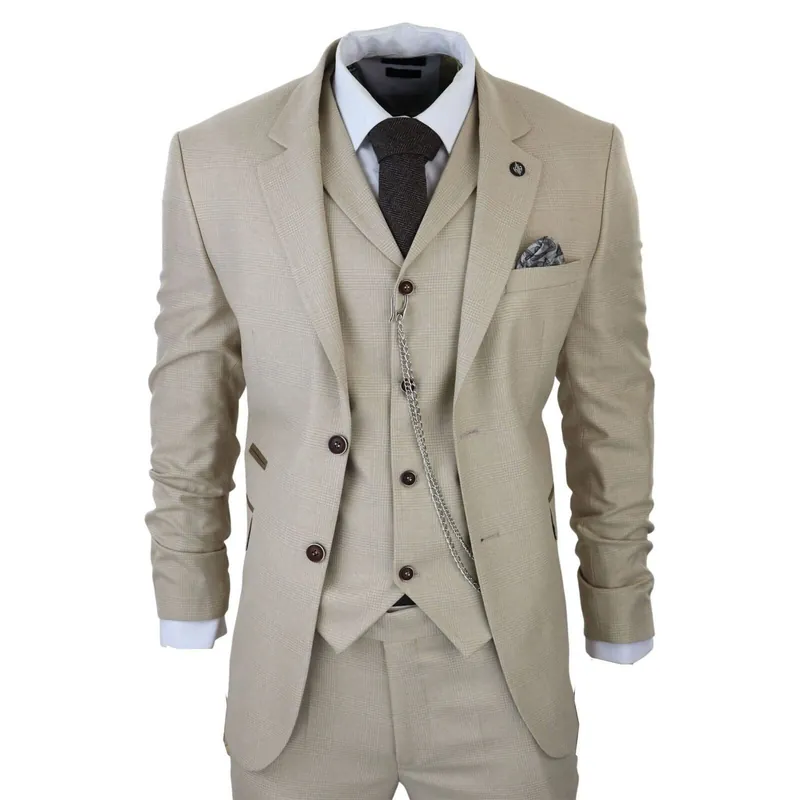 3 Piece Prince Of Wales Check Suit - Infinity Leather