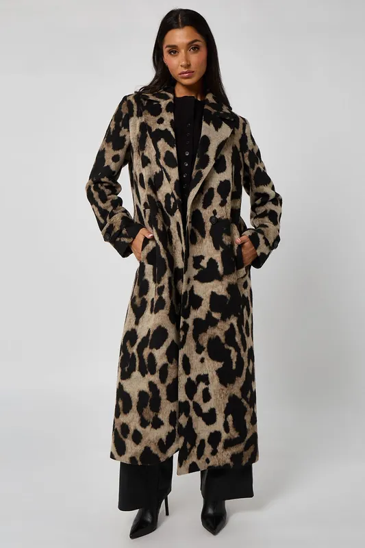 Longline Leopard Formal Coat - Urban Bliss