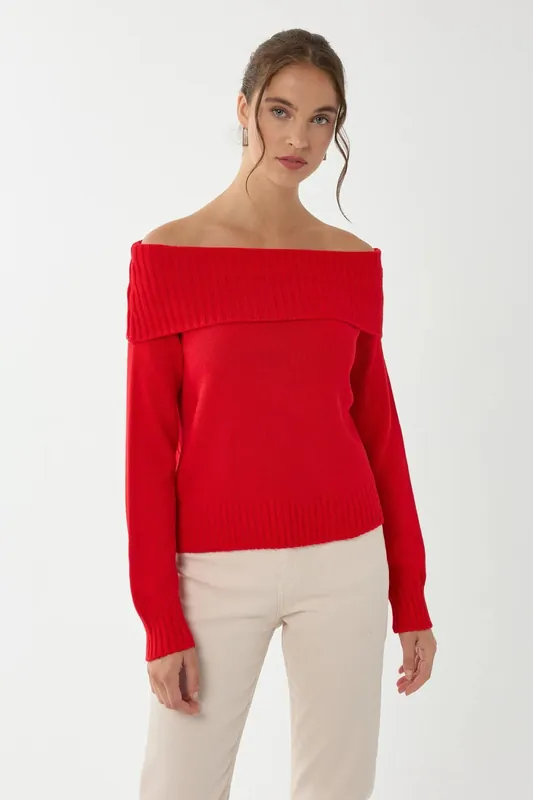 Off Shoulder Knit Sweater - Hiccup