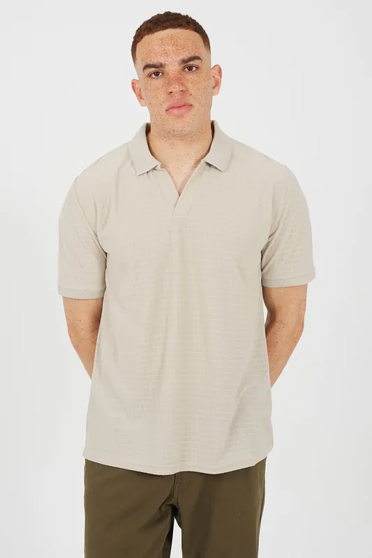 Trophy Neck Jacquard Polo Shirt - Brave Soul