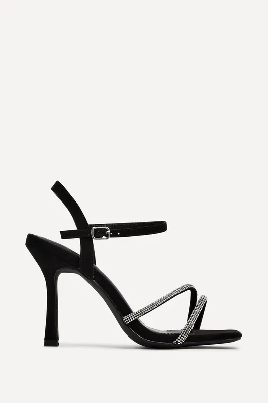 Mesmerize Black Diamante Heeled Sandals - Linzi