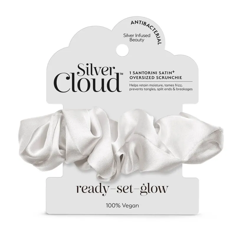 Satin+ Oversized Scrunchie Santorini White - Silver Cloud