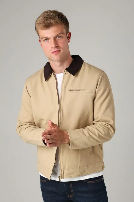 Cotton Canvas Worker Jacket With Cord Collar - Tokyo Laundry