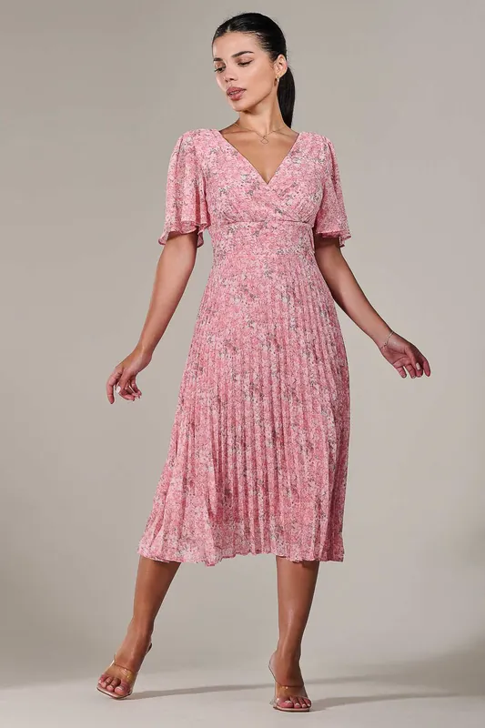 Petite Chiffon Pleated Midaxi Dress - Jolie Moi
