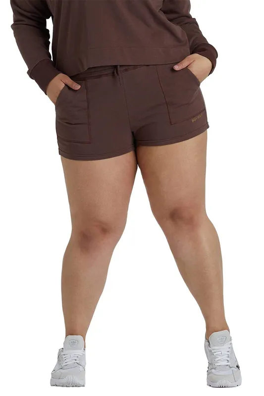 Brown Tie Waist Curve 'Shorts' - Wolf & Whistle