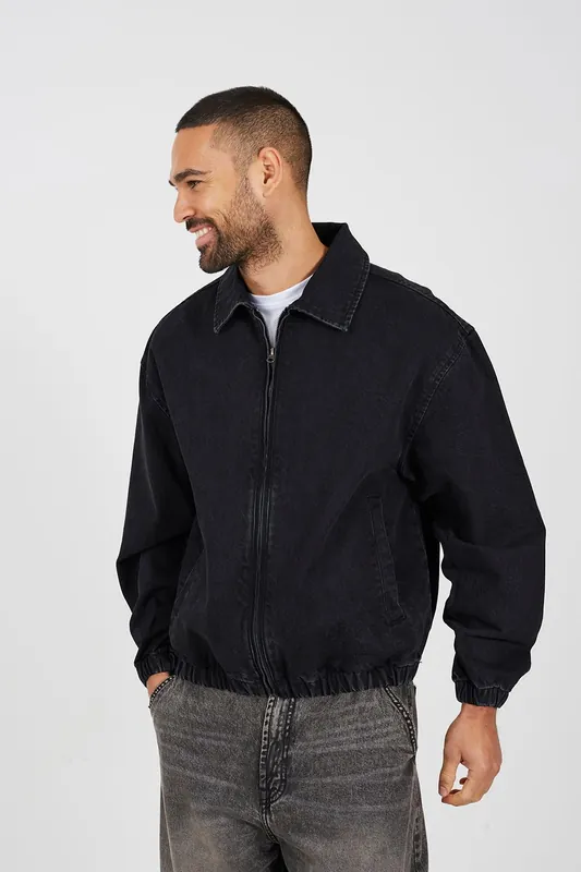 Oversized Denim Bomber Jacket - Brave Soul