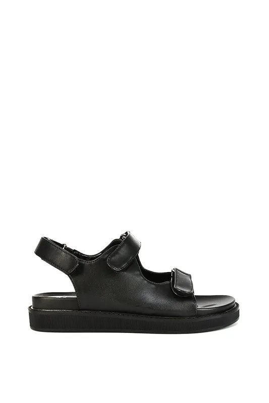 Asher' Double Strap Flat Platform Heel Dad Sandals - XY London