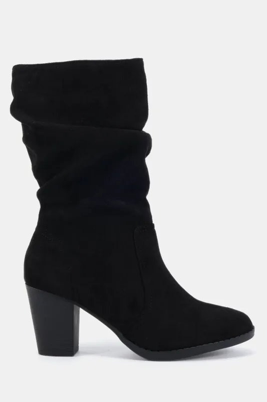 Joany Block Heel Slouch Ruched Ankle Boot - Novo