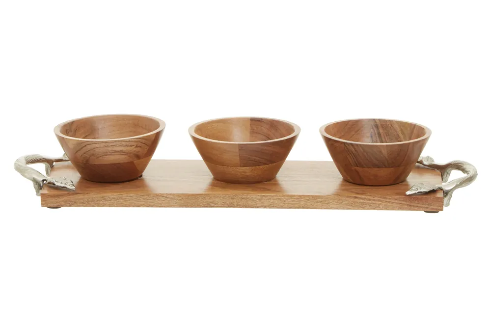 Vine Acacia Wood Serving Dish Set - Orsina
