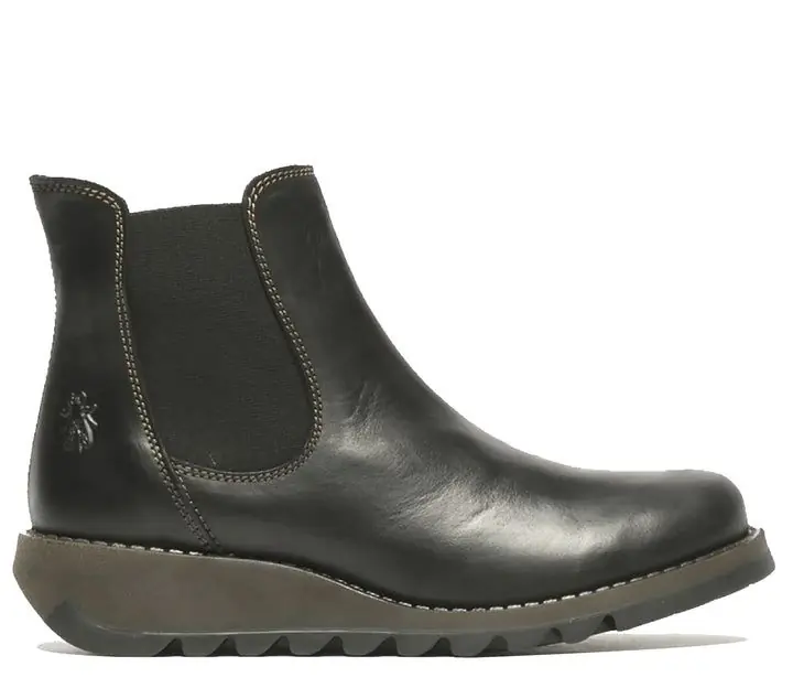 SALV Chelsea Leather Ankle Casual Wedge Heel Boots - Infinity Leather