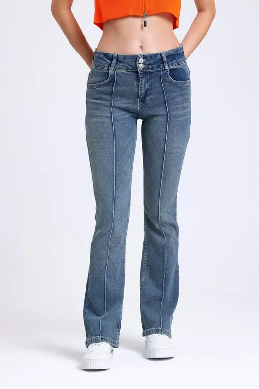 Mid-Waist Straight-Leg Jeans