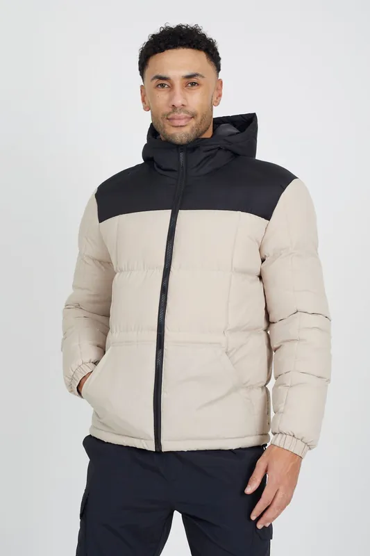 Colour Block Padded Hooded Jacket - Brave Soul