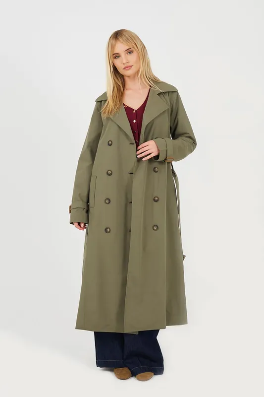 Double-Breasted Longline Trench Coat
