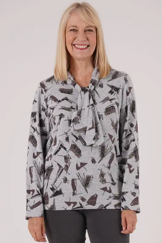 Abstract Print Tie Front Top - Tigi