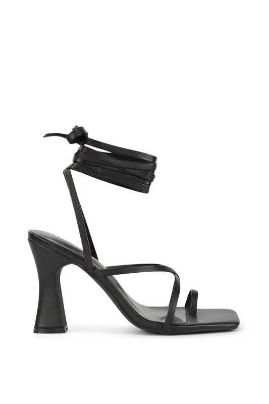 Dylan' Square Toe Lace up Strappy Block High Heel Sandals - XY London