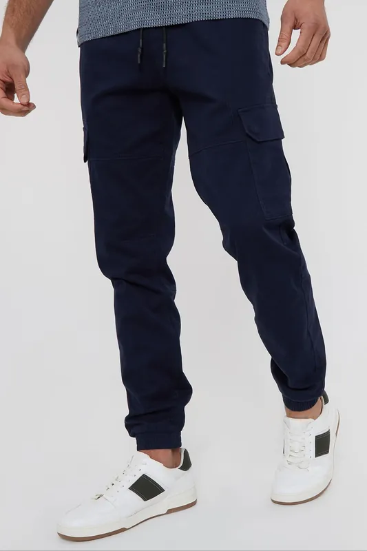 Belfast' Cotton Jogger Style Cargo Trousers With Stretch - Threadbare