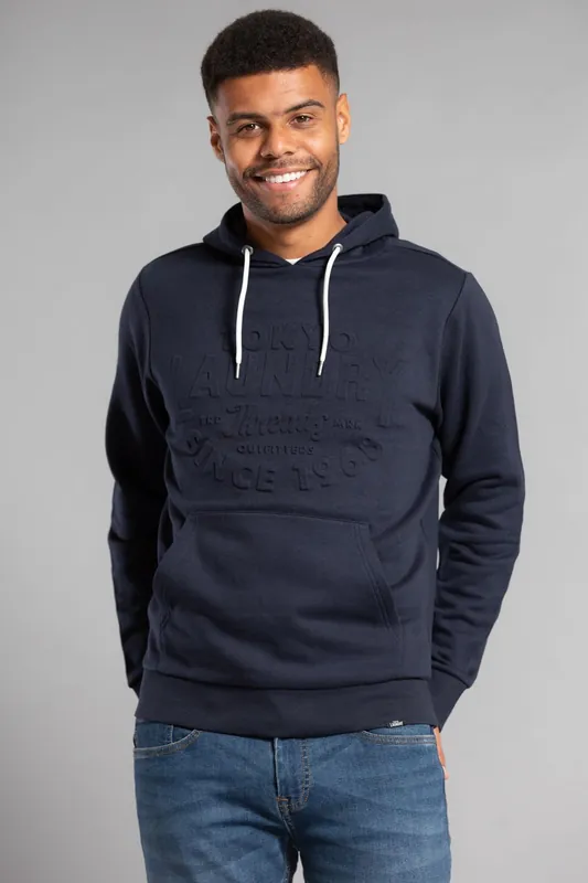 Cotton Blend Embossed Drawstring Hoody - Tokyo Laundry