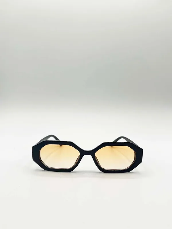 Oval Geomentric Sunglasses in Black Orange - SVNX