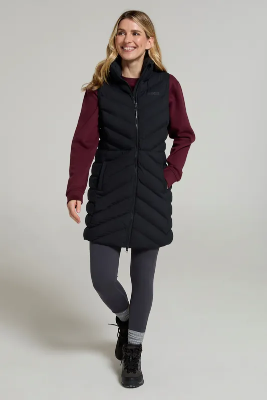 Anmore' Stylish Warm Water Resistant Padded Longer Length Gilet - Mountain Warehouse