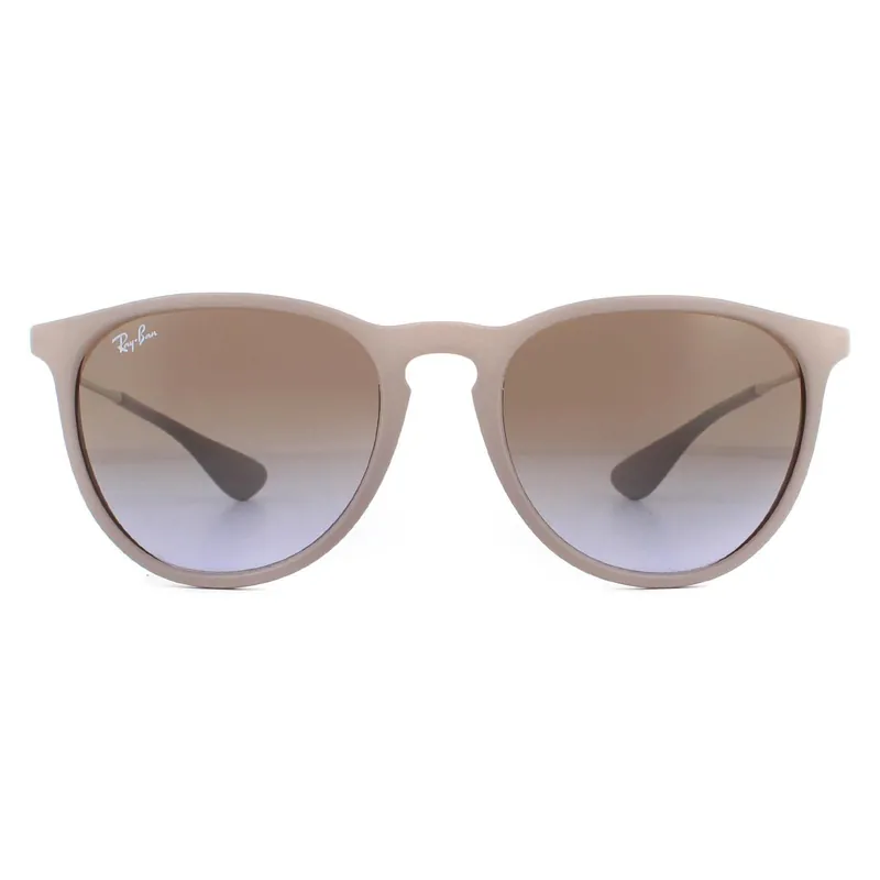 Round Dark Rubber Sand Brown Gradient Erika 4171 Sunglasses - Ray-Ban