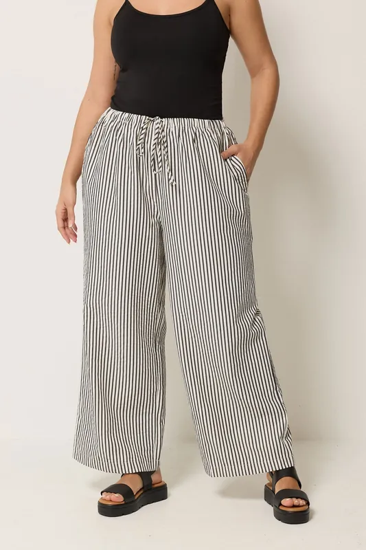 Stripe Wide Leg Trousers - Yours