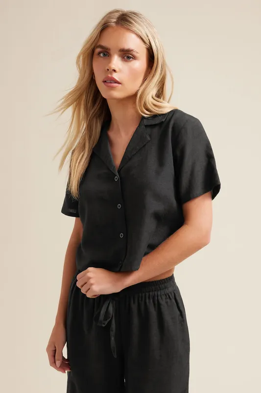 Petite Linen Cropped Shirt - PixieGirl