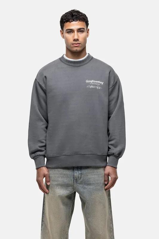 Graphic Back Print Crew Neck Sweatshirt - Good For Nothing
