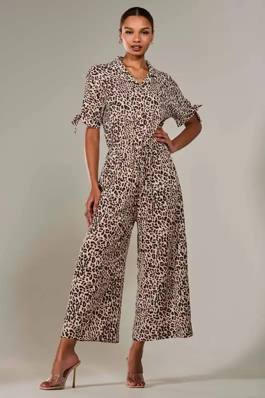 Wide Leg Half Sleeve Jumpsuit - Jolie Moi