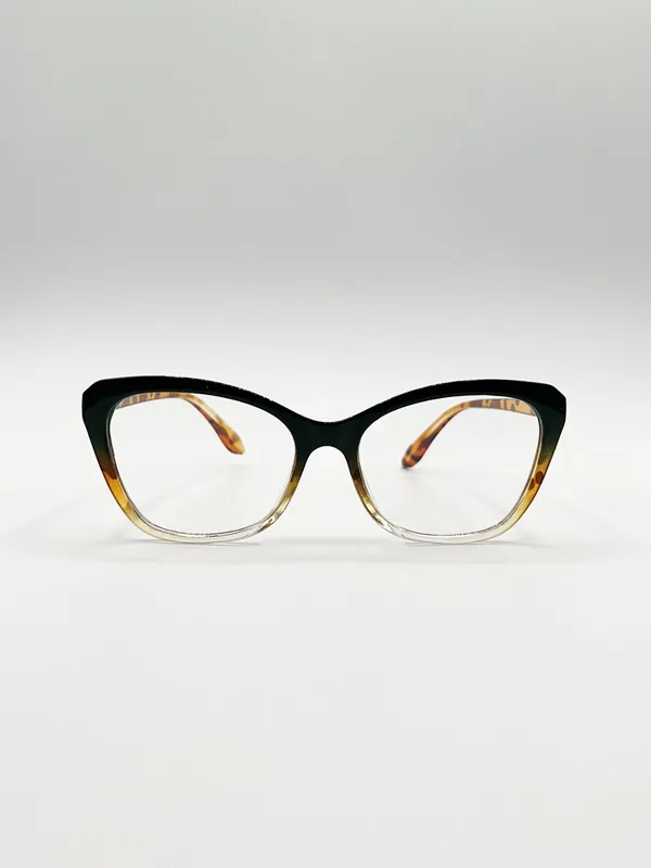 Green Tortoiseshell clear Lens Glasses - SVNX