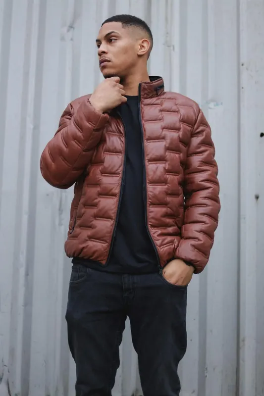 Quilted Puffer Leather Bomber Jacket - Torpoint