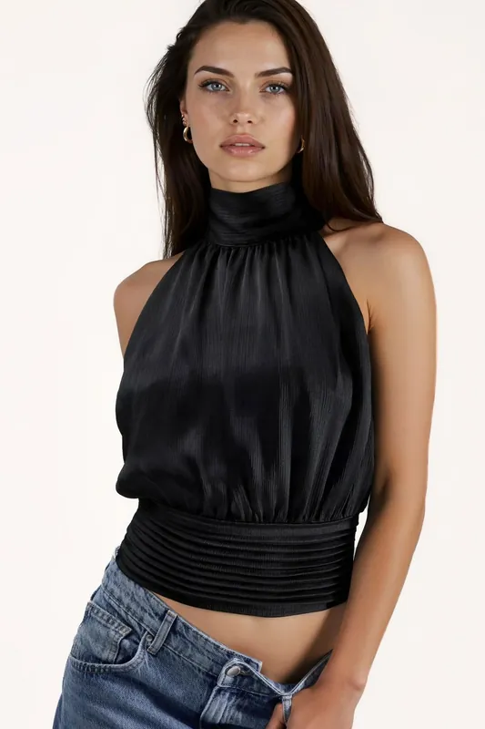 Halter Neck Crop Blouse - Hiccup