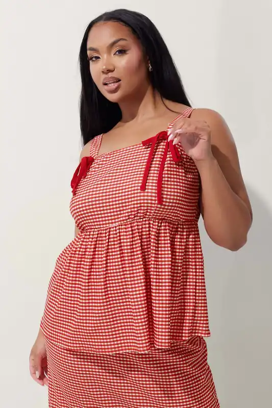 Gingham Bow Vest Top - Yours