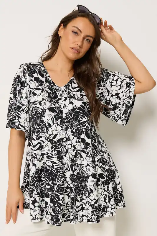 Floral Pleated Swing Top - Yours