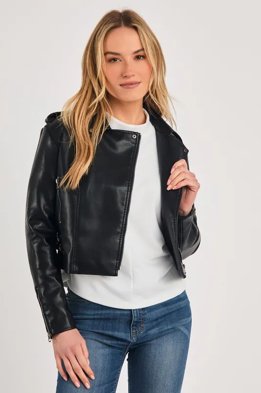 Faux Leather Biker Jacket - French Connection