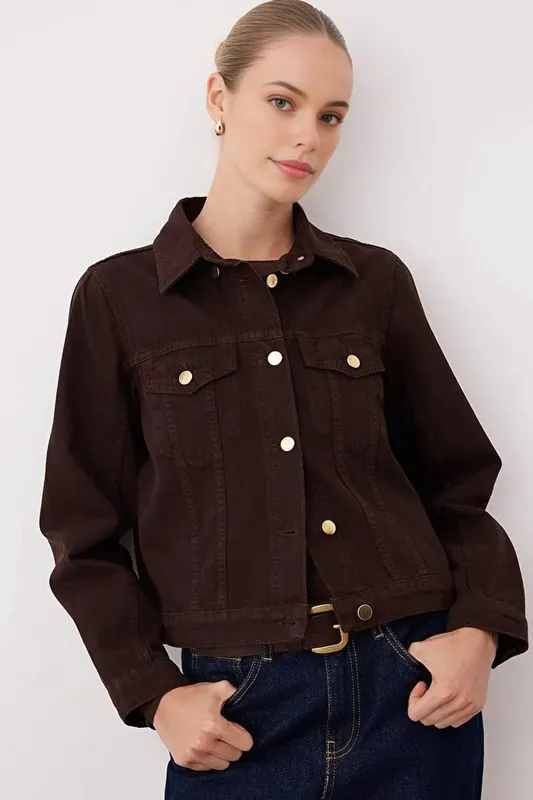 Women’s Plain Collared Button Front Cape Jacket - WOVCOR