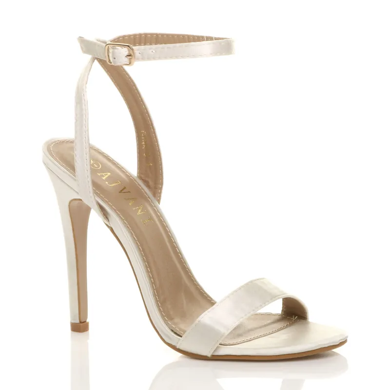 Ankle Strap Barely There High Heeled Sandals - AJVANI