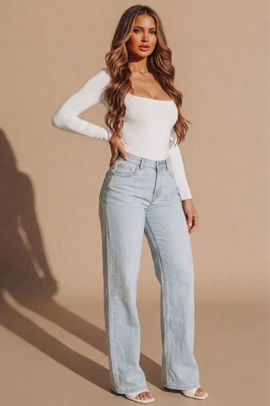 Slinky Long Sleeve Square Neck Top - Femme Luxe