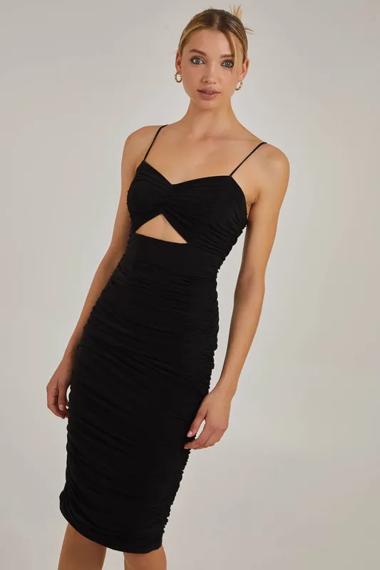 Slinky Midi Cut Out Dress - Pink Vanilla