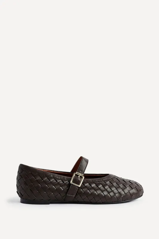 Daily Brown Faux Leather Woven Mary Jane Pump - Linzi