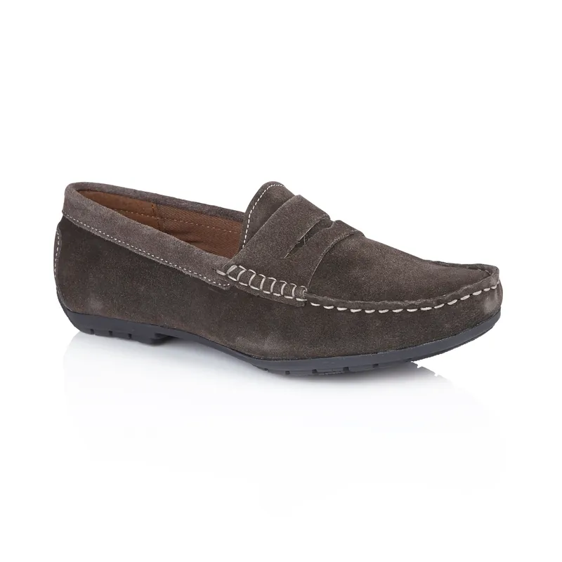 Danielle Premium Suede Leather Womens Loafers - Silver Street London