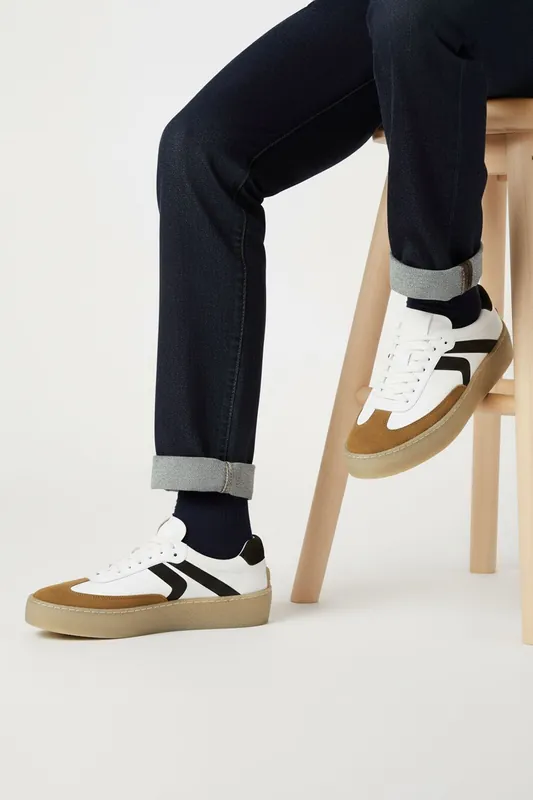 Harold Premium Leather Casual Mens Trainers - Silver Street London