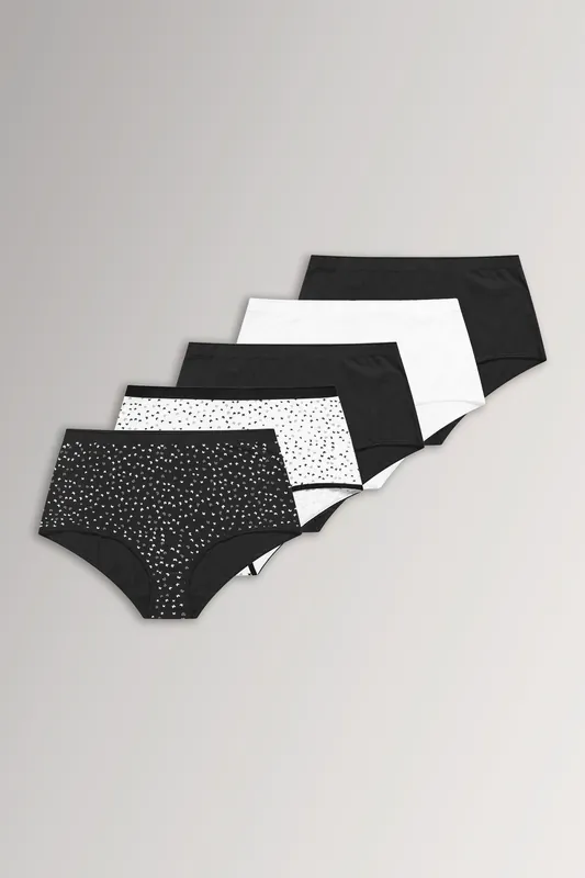 5 Pack Ditsy Butterfly High Waisted Full Briefs - Yours