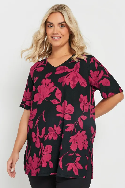 Floral Print Textured Top - Yours