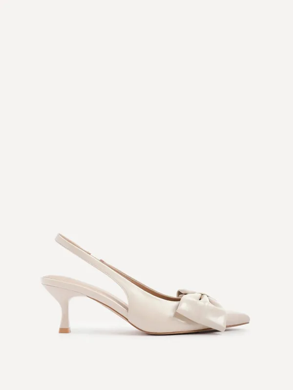 Merlot Nude Faux Leather Slingback Court Heels - Linzi