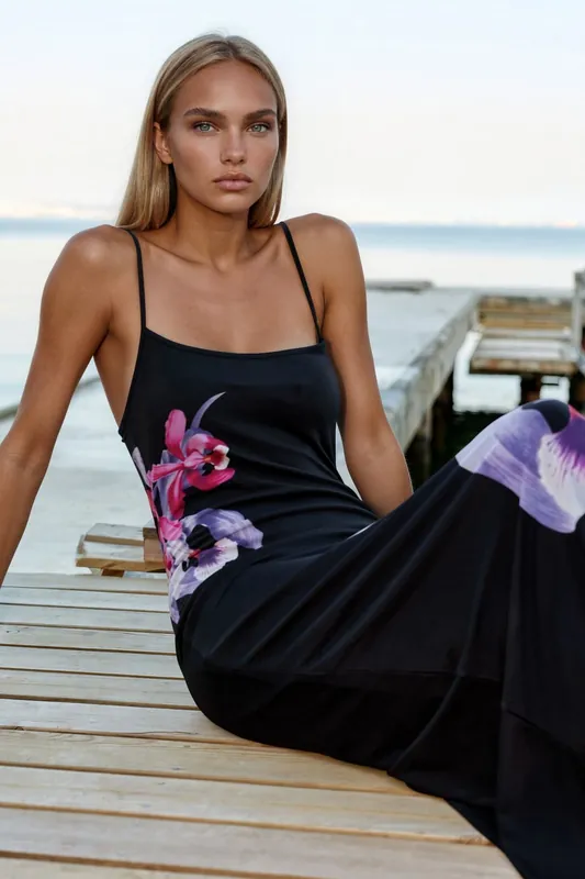 Floral Bodycon Dress with Square Collar - Hiccup