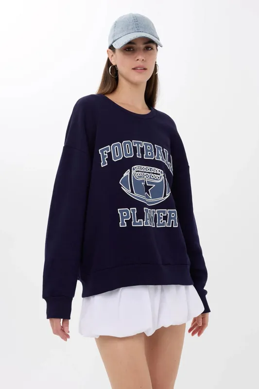 Printed Crew Neck Sweatshirt - Hiccup