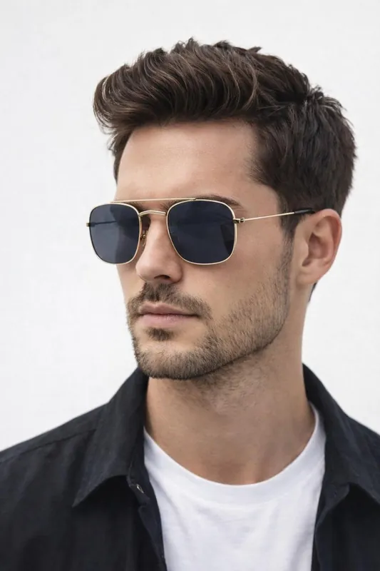 Metal Frame Aviator Style Square Sunglasses - SVNX