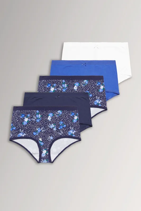 5 Pack Floral Butterfly Print Full Briefs - Yours